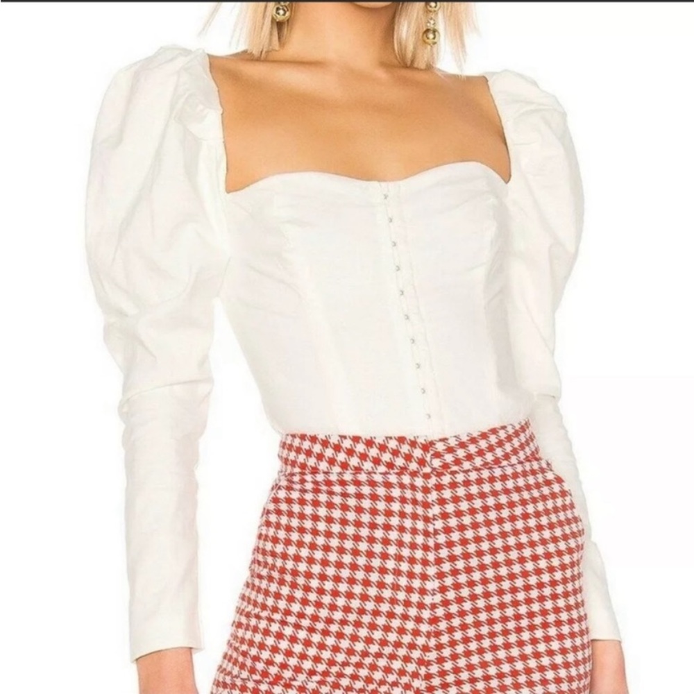 LPA Idalia Cream Corset Puff Sleeves Top Size S from REVOLVE